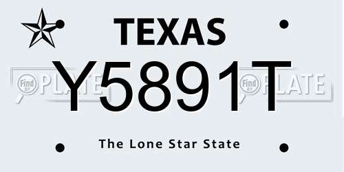 Y5891T Texas License Plate