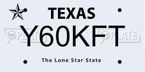Y60KFT Texas License Plate