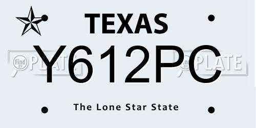 Y612PC Texas License Plate