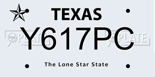 Y617PC Texas License Plate