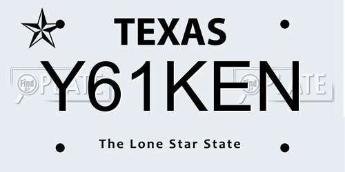 Y61KEN Texas License Plate