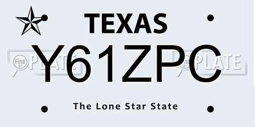 Y61ZPC Texas License Plate