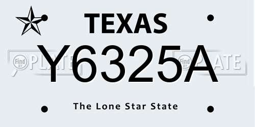 Y6325A Texas License Plate