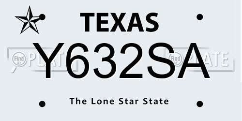 Y632SA Texas License Plate