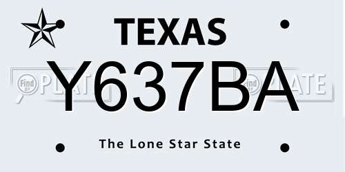 Y637BA Texas License Plate