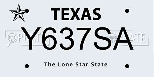 Y637SA Texas License Plate