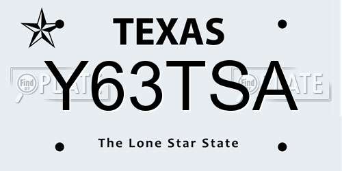Y63TSA Texas License Plate