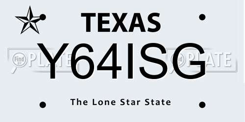 Y64ISG Texas License Plate