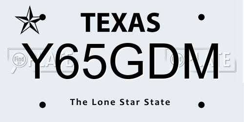 Y65GDM Texas License Plate