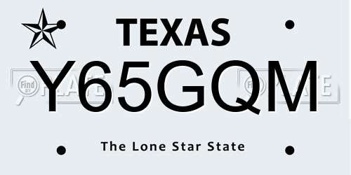 Y65GQM Texas License Plate