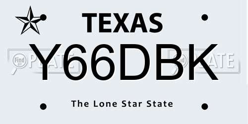 Y66DBK Texas License Plate