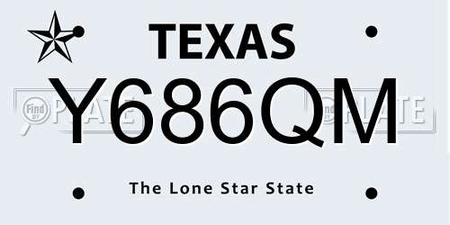Y686QM Texas License Plate