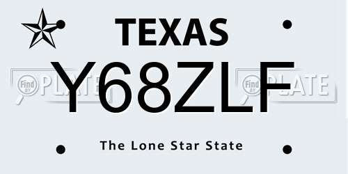 Y68ZLF Texas License Plate
