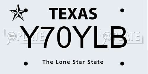 Y70YLB Texas License Plate