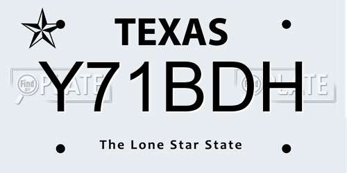 Y71BDH Texas License Plate