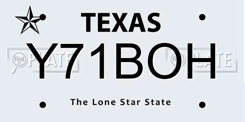 Y71BOH Texas License Plate