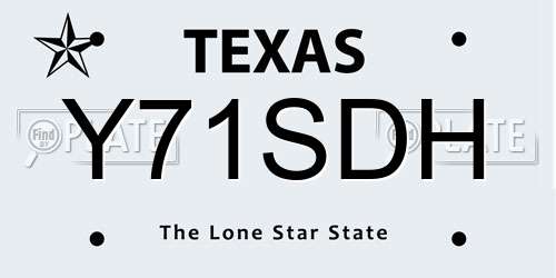 Y71SDH Texas License Plate