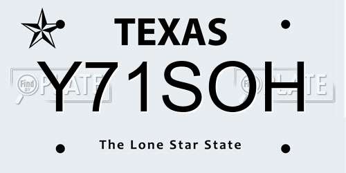 Y71SOH Texas License Plate