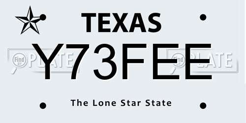 Y73FEE Texas License Plate
