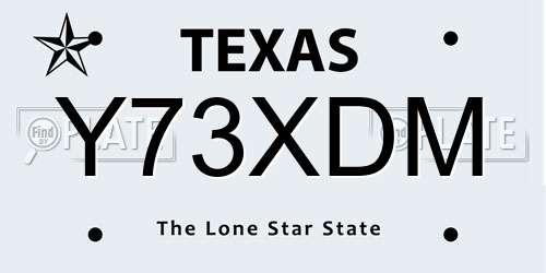 Y73XDM Texas License Plate