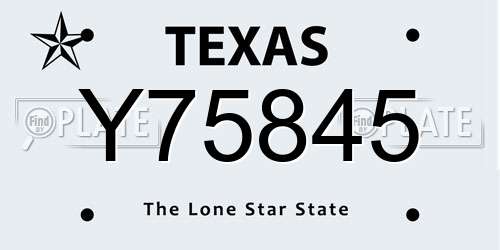 Y75845 Texas License Plate