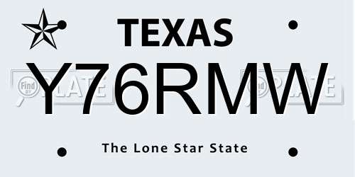 Y76RMW Texas License Plate