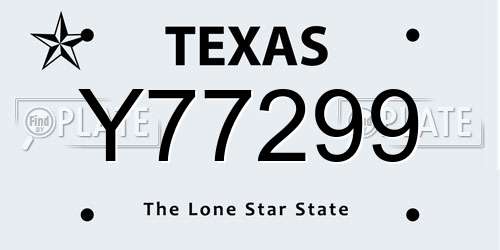Y77299 Texas License Plate