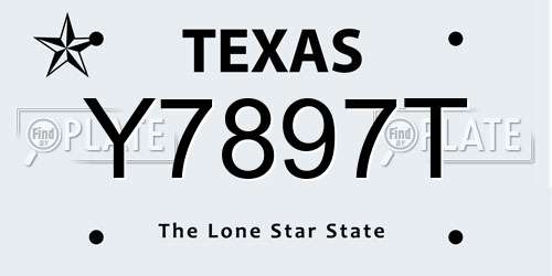 Y7897T Texas License Plate