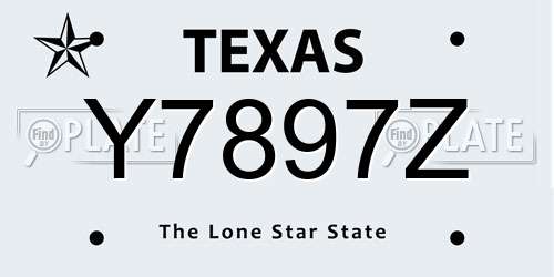 Y7897Z Texas License Plate