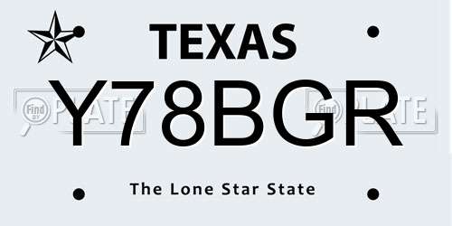 Y78BGR Texas License Plate
