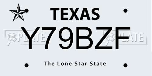 Y79BZF Texas License Plate