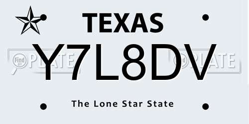 Y7L8DV Texas License Plate