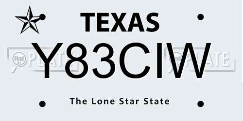 Y83CIW Texas License Plate