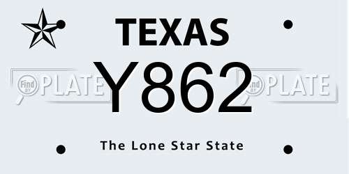 Y862 Texas License Plate