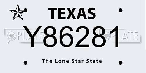 Y86281 Texas License Plate