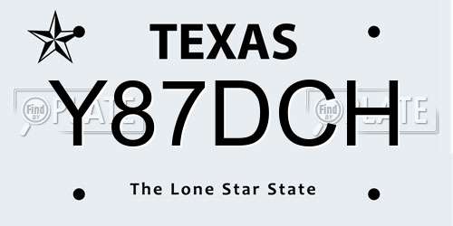 Y87DCH Texas License Plate