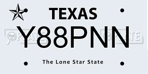 Y88PNN Texas License Plate