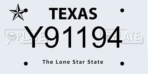 Y91194 Texas License Plate