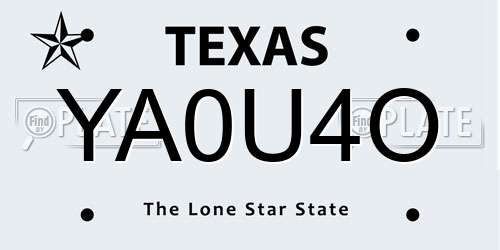YA0U4O Texas License Plate