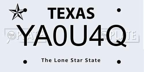 YA0U4Q Texas License Plate
