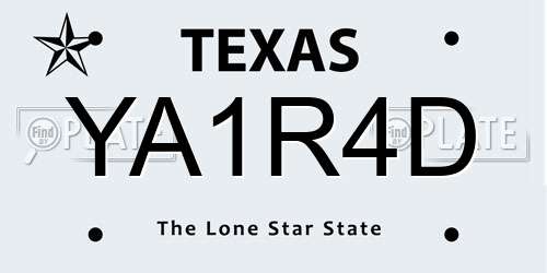 YA1R4D Texas License Plate