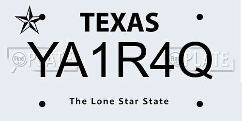 YA1R4Q Texas License Plate