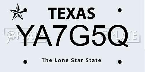 YA7G5Q Texas License Plate