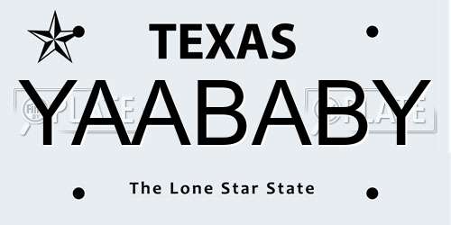 YAABABY Texas License Plate