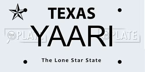 YAARI Texas License Plate