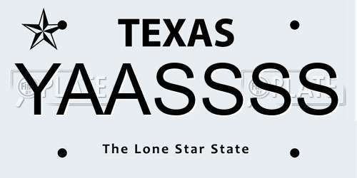 YAASSSS Texas License Plate