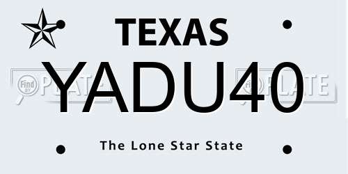 YADU40 Texas License Plate