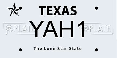 YAH1 Texas License Plate