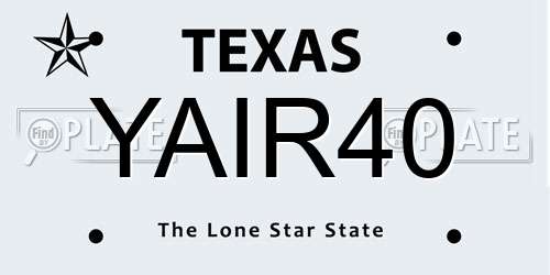 YAIR40 Texas License Plate