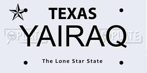 YAIRAQ Texas License Plate